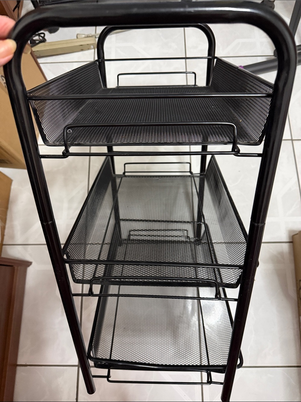 Black Metal Mesh 3-Tier Storage Shelf - Brand - Picture 3 of 9